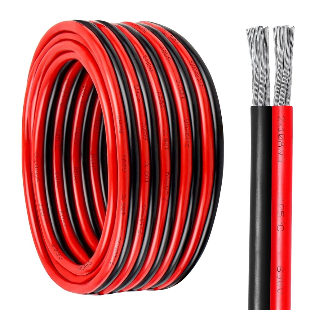 10 Gauge Wire 2 Conductor Tinned Copper Cable, Flexible 10 AWG Marine Wire for S