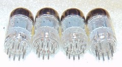 NOS MATCH QUAD *D* GETTERS 5 STAR 6201 ECC81 12AT7 3 MICA TUBES USA MADE 1950’S
