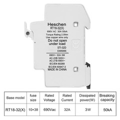 RT1832X 32A AC690V Cylindrical Fuse Holder Base DIN Rail Mounting CE 3P