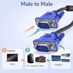 VGA SVGA Cable 6FT Male to Male LCD PC TV -Fast Shipping – USA Seller