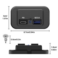 QC3.0+PD 12V/24V LED USB Car Fast Charger Socket Power Outlet Waterproof Boat RV