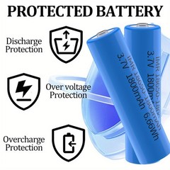 2 Pack 3.7V Rechargeable Button top Batteries (1800mAh) / Smart Charger lot