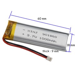 3.7V 1000mAh 3.7Wh Rechargeable Li-Polymer Li Lipo Battery 901860 JST Connector