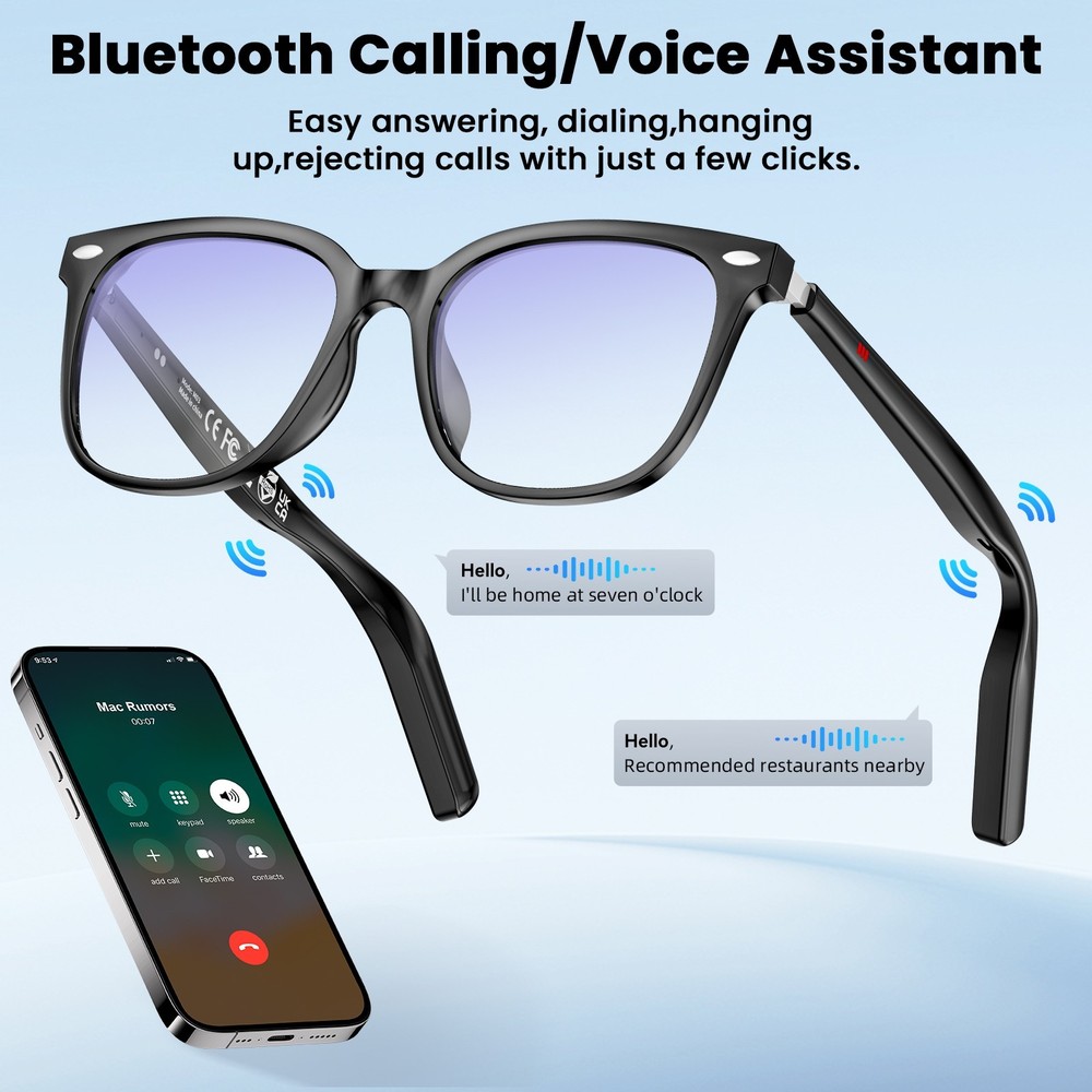 Smart Glasses Photochromic Lenses Bluetooth Call Glasses Audio Eyewear Headset