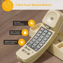 AT&T 210 Basic Trimline Corded Phone Single Line No AC Power Required Beige