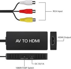 RCA to HDMI Converter, Analog Composite to HDMI Adapter Compatible VCR,DVD,VHS