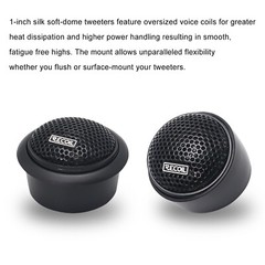 Recoil RET1 Echo Series 1-Inch Car Audio Component Neodymium Silk Dome Tweeters