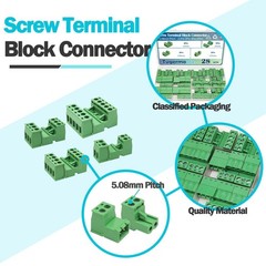 28 Sets Screw Terminal Block Connector Assortment Kit 5.08mm Pitch PCB 2Pin 3…
