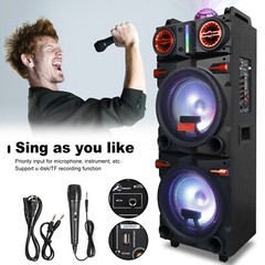 9000W Dual 10″ Subwoofer Portable Bluetooth Party Speaker With Mic Remote Light