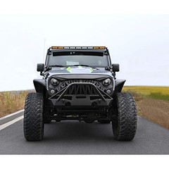 Front Grill Shark Grille Compatible with 2007-2018 Jeep Wrangler Matte Black
