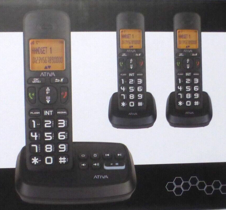 Ativa DECT 6.0 Cordless Phone System w/ Answering & Speakerphones WPS05, NIB