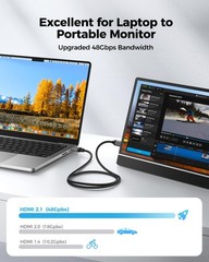8K 4K Mini HDMI to HDMI Cable 6.6FT, Mini HDMI 2.1 Cord [8K 60Hz, 4K@240Hz 144Hz