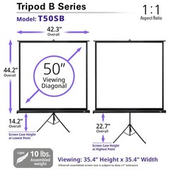 Tripod B, 50-INCH 1:1, Lightweight Pull Up Foldable Stand, Manual, Movie Home…