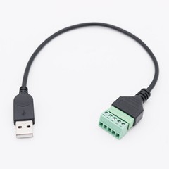 10x USB 2.0 A Male to 5 Pin Screw Connector w Shield Terminal Plug Adapter Cable