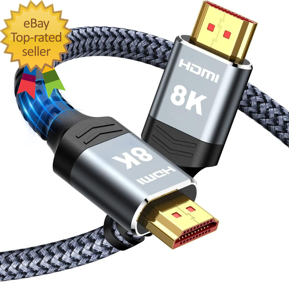 High Speed 8K 60Hz HDMI Cable 3.3FT/1M, 2.1 48Gbps HDMI Braided Cable
