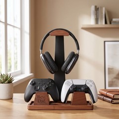 Caspe Headset Stand for Desk Headphone Stand Wood Personalized Father’s Day Gift