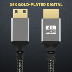 High Speed Mini HDMI to HDMI Cable Braided Cord 3D 4K/60Hz 1080p For HDTV Camera