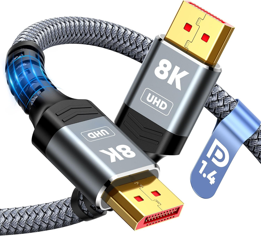 Capshi 8K DisplayPort Cable 1.4, VESA Certified 6.6FT DP Cord (8K@60Hz, 4K@144Hz