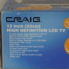CRAIG 13 inch High Definition LCD TV 720p Model CLC503 PC Input Gaming Remote