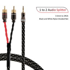Gold Plated 3.5mm TRS Plug to 2RCA Male HIFI OFC Copper Splitter Audio Cable