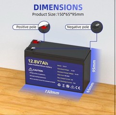 LiFePO4 12V 7Ah Lithium Battery Rechargeable Fast Charging Multi-Purpose