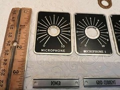 NOS Antique, Vintage Home Brew Radio Escutcheon, Metal Name Plates & Dials