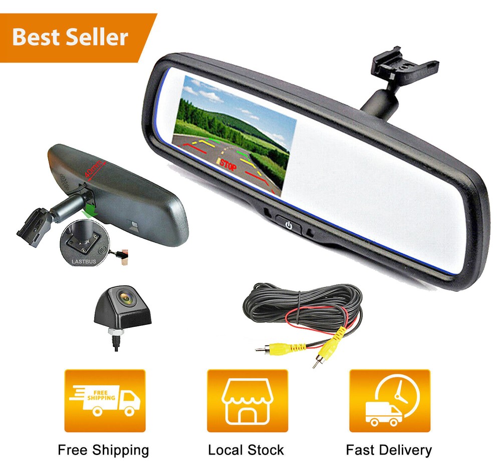 Rear View Mirror Kit 4.3″ Monitor No1 Bracket+HD Reverse Backup Camera for Truck