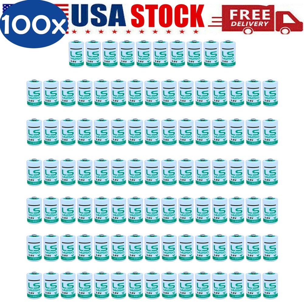 ◉ US STOCK!!! 100X LS14250 1/2 AA 3.6v Lithium Battery 1200mAh, LS 14250