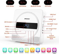 Portable CD/DVD Player Wall Mountable Music CD DVD Player FM Radio Built-in