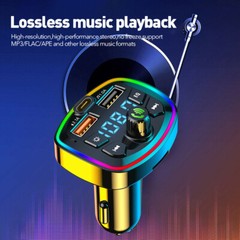 Bluetooth 5.0 Car Wireless FM Transmitter Adapter 2USB PD Charger AUX Hands-Free