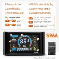 Ebike 24V-48V 17A 26A 30A Sine Wave Controller+S966 Display for 250W-1000W Motor