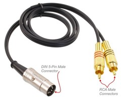 3ft 5-Pin DIN to 2-RCA Black Audio Cable, CablesOnline BO-203K