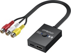 Plug and Play RCA to HDMI Converter with Aspect Ratio Switch for Retro Consoles