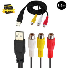 USB to RCA Cable 5FT, USB 2.0 a Female to 3 RCA Female Cord AV Composite Cable f