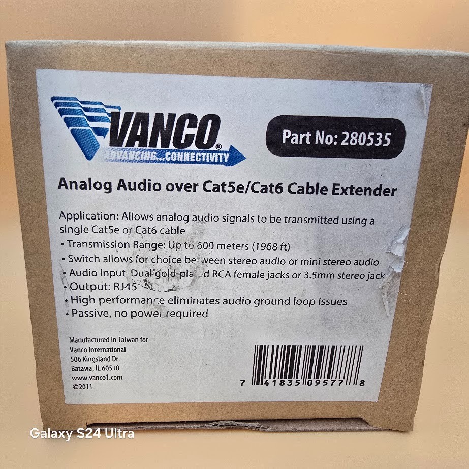 Vanco Analog Audio over Cat5e/Cat6 Cable Extender Part: 280535