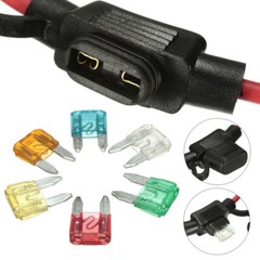 Car Automotive In-Line Mini Blade Fuse Holder 12V 20A + 5/10/15/20/25/30A Fuses