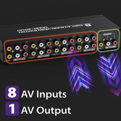 Fosmon 4 Port AV Composite RCA Selector Box Switch Splitter w/ Cable Cord Plug
