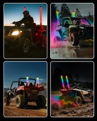 2x 1~4FT Thick LED Whip Spiral Chasing RGB Fat Whip Light For Can Am Polaris RZR