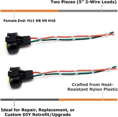 Pair OE-Spec 2-Pin H11/H8 Female End, Fog Light Connector Plugs with Lead Pig…