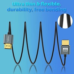 Ultra-Thin HDMI to HDMI Cable 1FT, Hyper Slim HDMI 2.0 1Ft THIN HDMI 1-Pack
