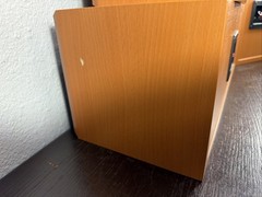 (3) Unbranded Wood Grain Speakers Center Channel + 2 Bookshelf Speakers