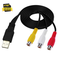 USB to RCA Cable 5FT, USB 2.0 a Female to 3 RCA Female Cord AV Composite Cable f