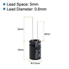 1000uF 35V Capacitor, Aluminum Electrolytic Capacitors 105C High Temp 18pcs