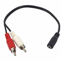3.5mm Stereo Female Mini Jack to 2 Male RCA to Headphone Plug Adapter Y-Cable