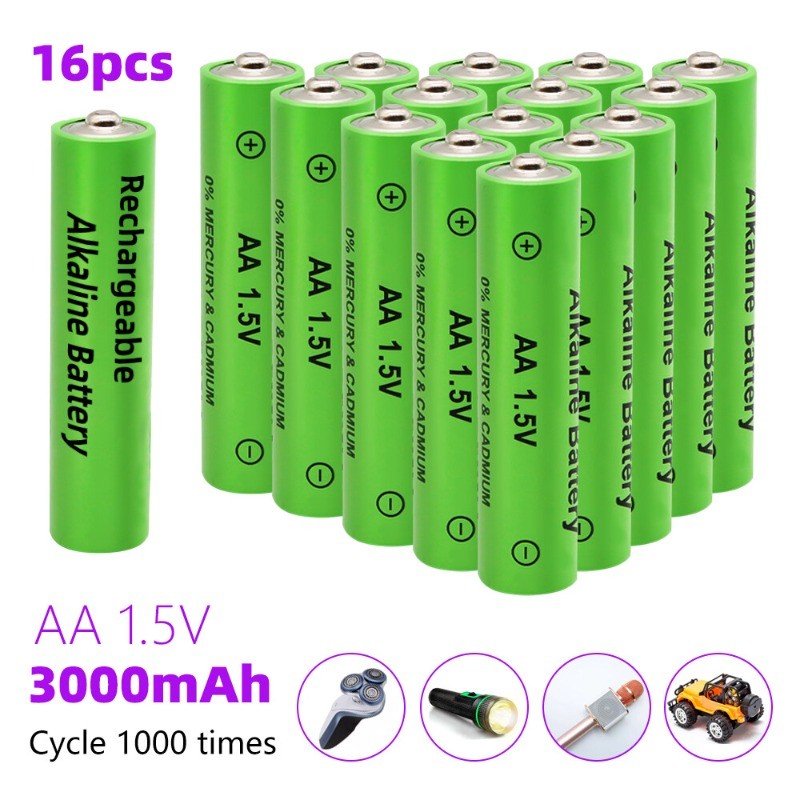 16Pcs 1.5V 3000mAh AA Rechargeable Batteries LED Light Battery Alkaline US