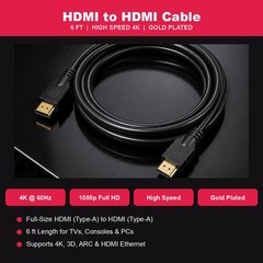 6FT HDMI Cable 4K High Speed for HDTV PS5 PS4 Xbox Series X Monitor Laptop Roku
