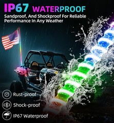 2FT-6FT COB LED Whip Light Spiral Antenna RGB Chasing for Can Am Polaris ATV UTV
