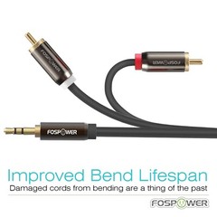 FosPower 6FT 24k Gold Plated 3.5mm AUX Stereo M/M 2 RCA Male Audio Cable Y Cord
