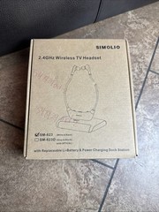 SIMOLIO 2.4GHz Wireless TV Headset Digital/Analog for Hearing Impaired SM-823