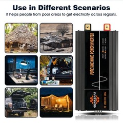 12000W Car Power Inverter DC 12V To AC 110V Sine Wave RV Boat Converter LCD